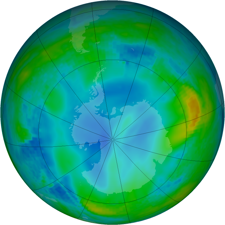 Antarctic ozone map for 23 June 2003
